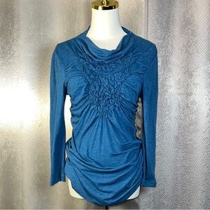 ANTHROPOLOGIE Deletta blue ruched bodice top sizeS.                       ordrA4